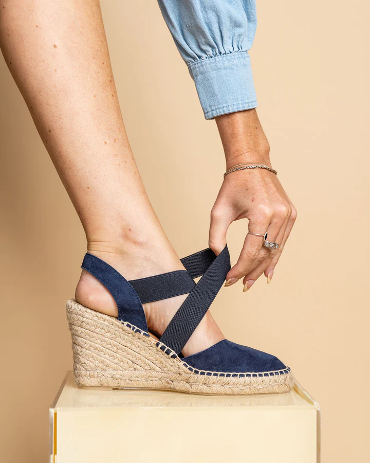 PATRICIA GREEN - MILA ESPADRILLE WITH ELASTIC STRAPS - SIZE 10 - NAVY