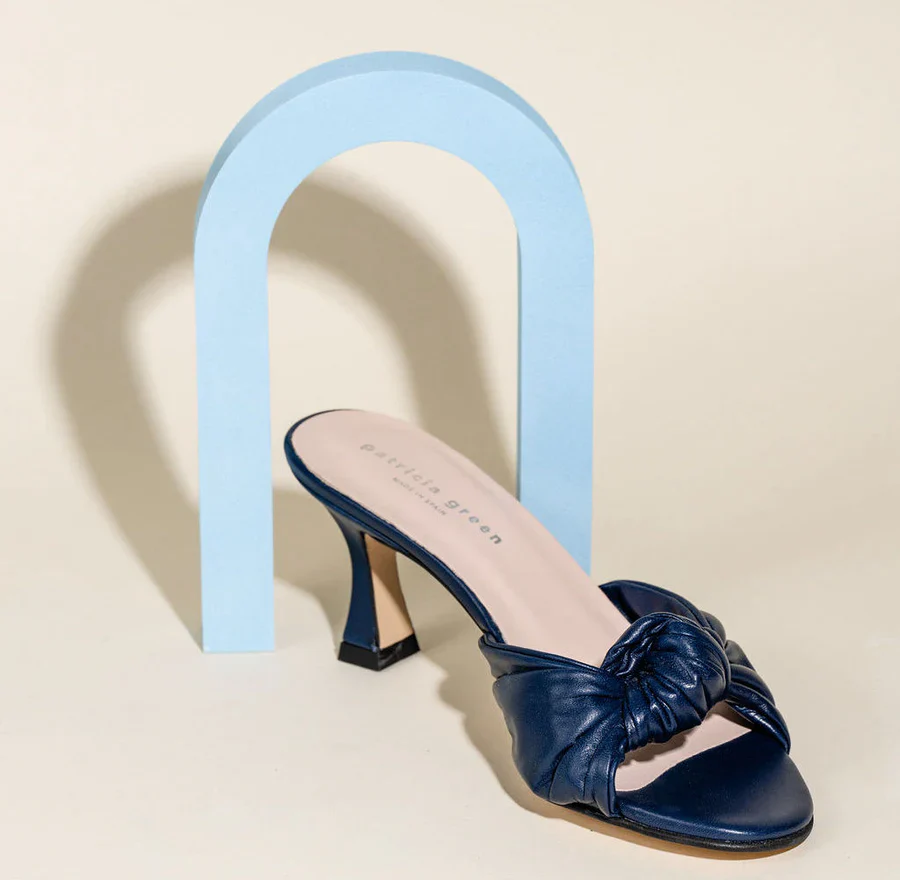 PATRICIA GREEN - SAVANNAH KNOTTED BOW SLIDE - SIZE 9 - NAVY