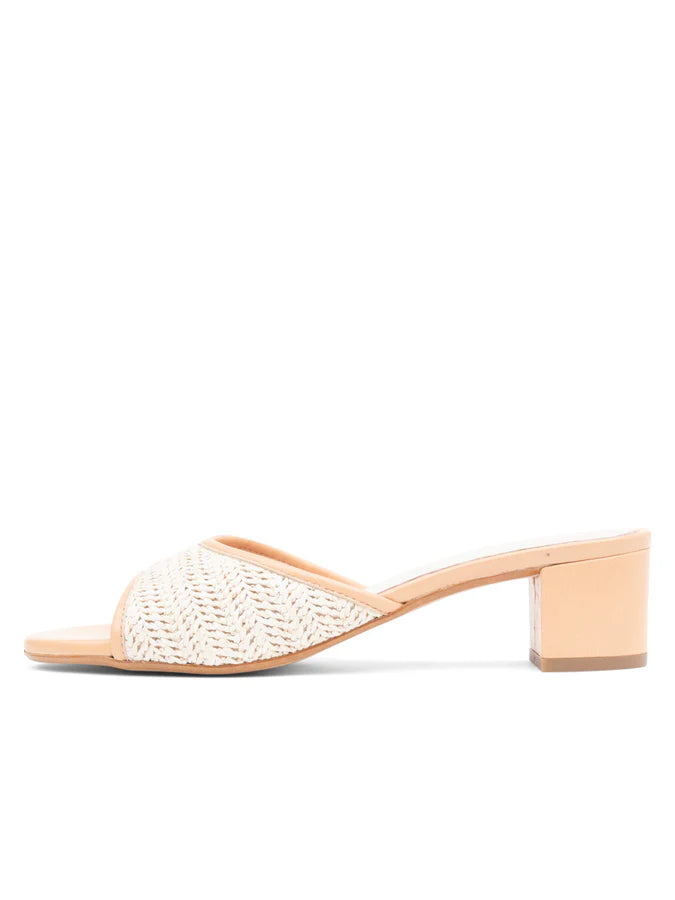 PATRICIA GREEN - SIENNA RAFFIA BLOCK HEEL - SIZE 9 - NUDE