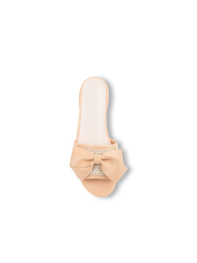 PATRICIA GREEN - ST. TROPEZ RAFFIA SLIDE SANDAL - SIZE 7 - NUDE