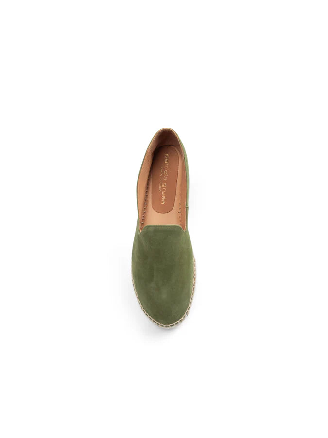 PATRICIA GREEN - AVERY ESPADRILLE LOAFER - SIZE 7 - OLIVE SUEDE