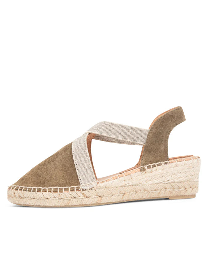 PATRICIA GREEN - GRACE CLOSED TOE ELASTIC ESPADRILLE - SIZE 8 - OLIVE