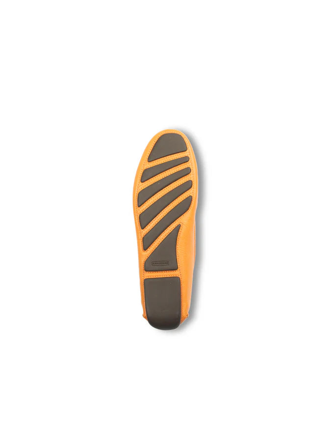 PATRICIA GREEN - KIM HORSEBIT WOVEN DRIVER - SIZE 7.5 - ORANGE/HOT PINK LEATHER