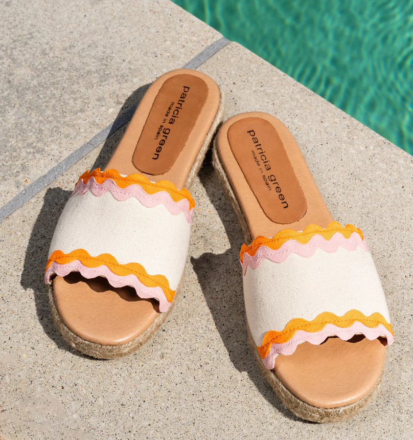 PATRICIA GREEN - AVA RIC RAC SLIDE - SIZE 6 - PINK/ORANGE