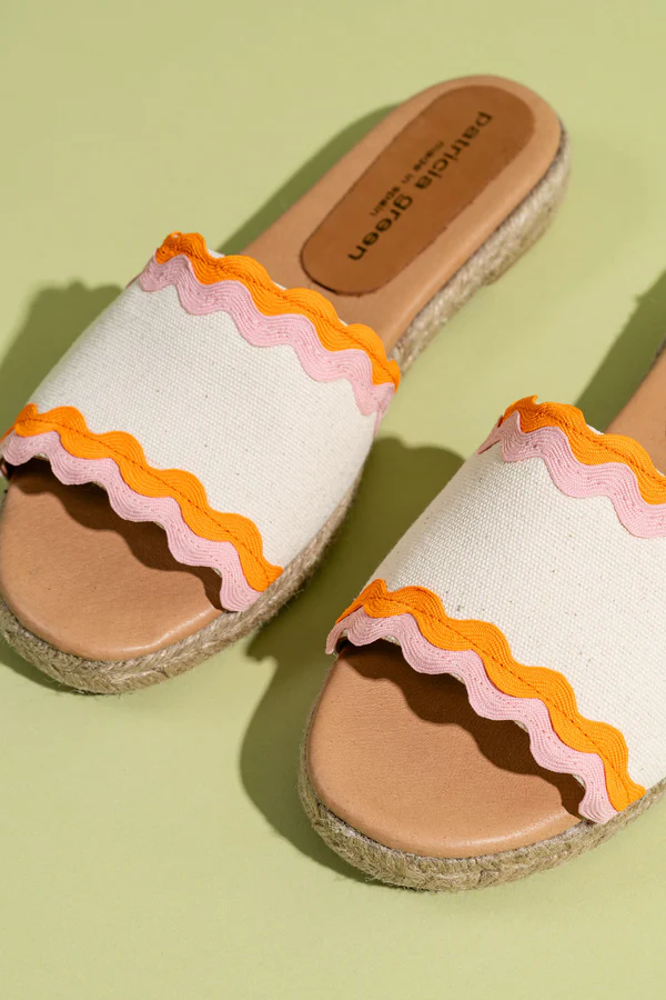 PATRICIA GREEN - AVA RIC RAC SLIDE - SIZE 6 - PINK/ORANGE