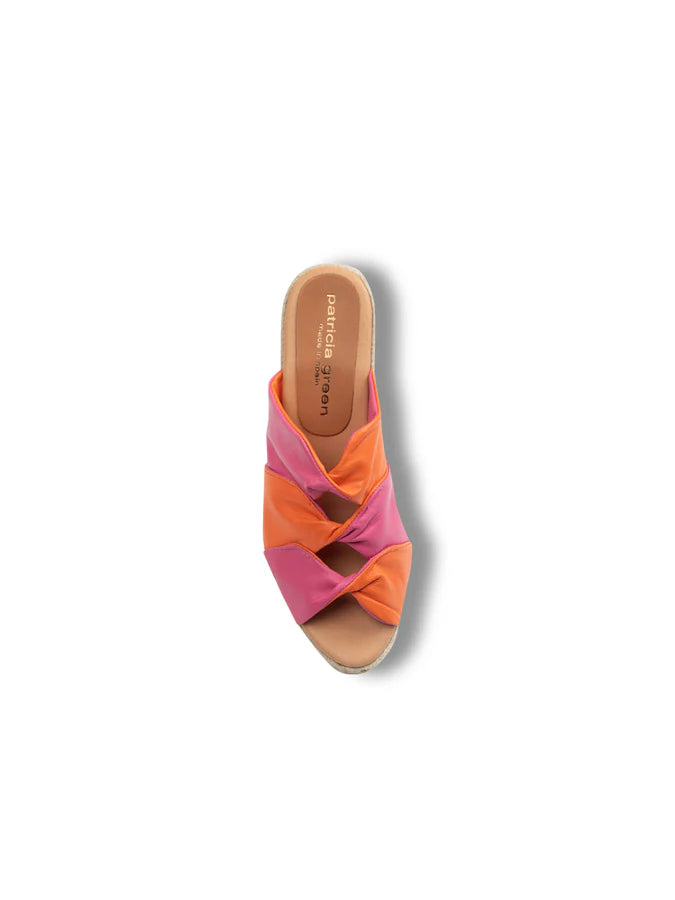 PATRICIA GREEN - GINGER TWISTED LEATHER ESPADRILLE - SIZE 7 - PINK/ORANGE