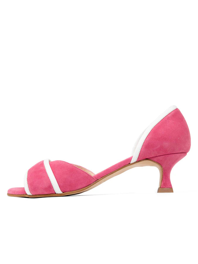 PATRICIA GREEN - PARKER D’ORSAY KITTEN HEEL SANDAL - SIZE 10 - PINK/WHITE