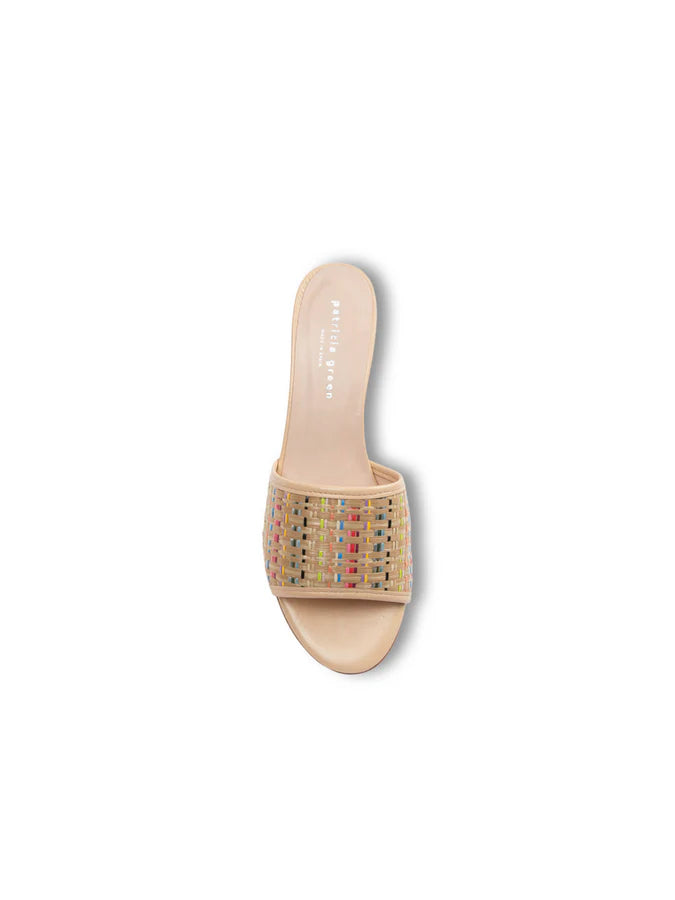 PATRICIA GREEN - HARPER RAFFIA BLOCK HEEL SANDAL - SIZE 7 - RAINBOW RAFFIA