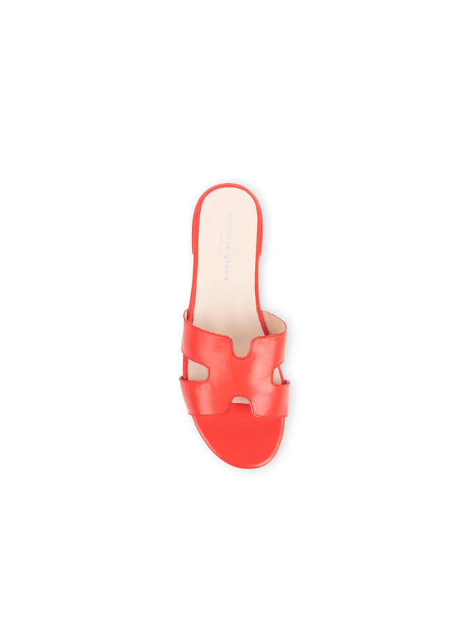 PATRICIA GREEN - HALLIE FLAT SANDAL - SIZE 8 - RED LEATHER