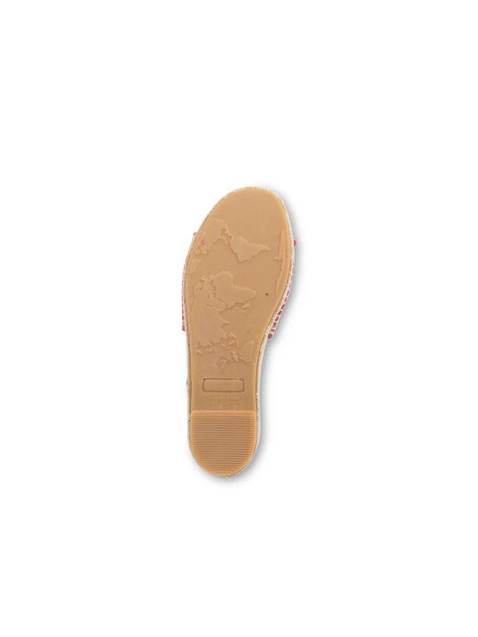 PATRICIA GREEN - VERONICA QUILTED FLAT ESPADRILLE - SIZE 8 - RED LEATHER