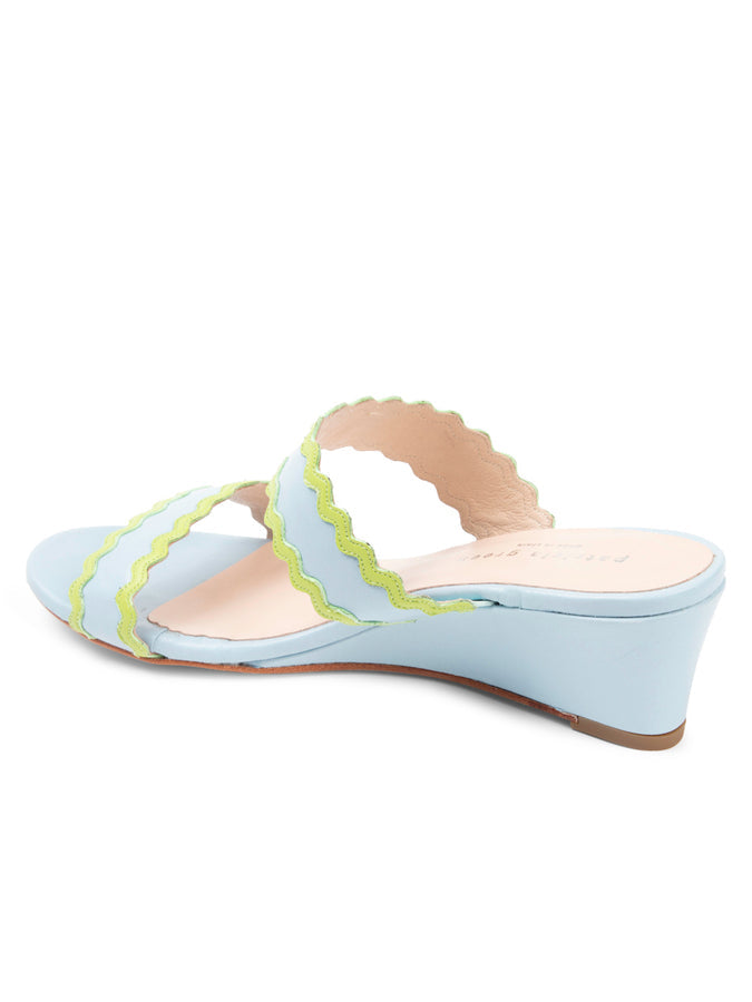 PATRICIA GREEN - PANAMA SCALLOPED TRIM WEDGE - SIZE 8 - SKY BLUE/LIME