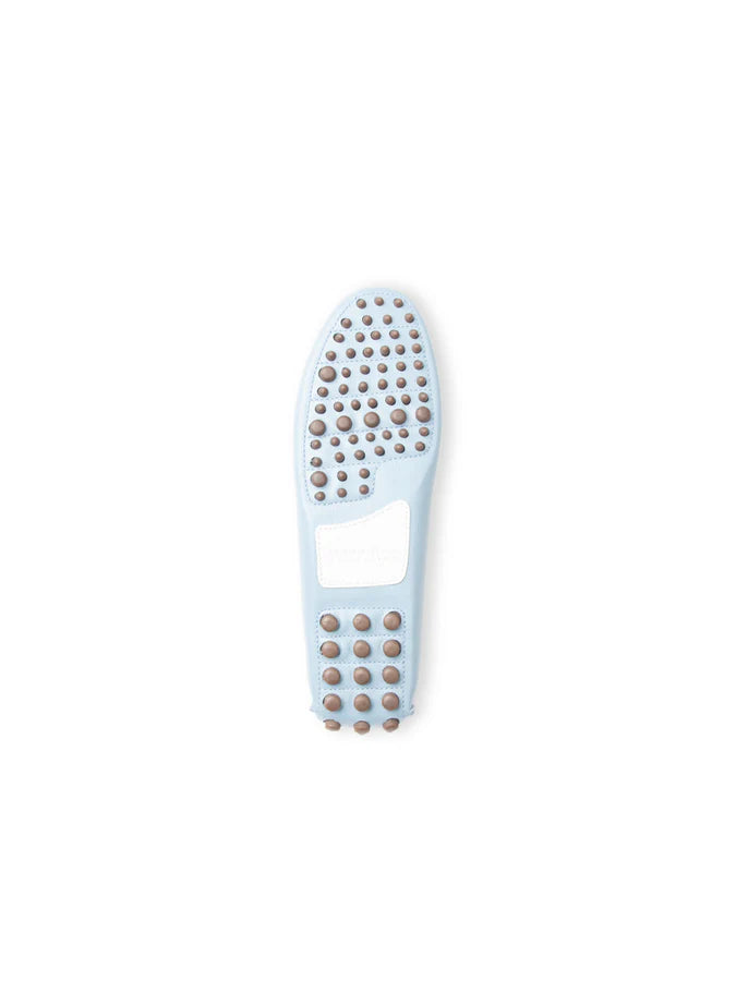 PATRICIA GREEN - JORDAN TASSEL DRIVER - SIZE 7 - SKY BLUE/WHITE LEATHER