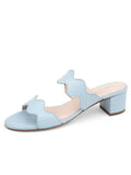 PATRICIA GREEN - PALM BEACH BLOCK HEEL SCALLOPED SANDAL - SIZE 8 - SKY BLUE