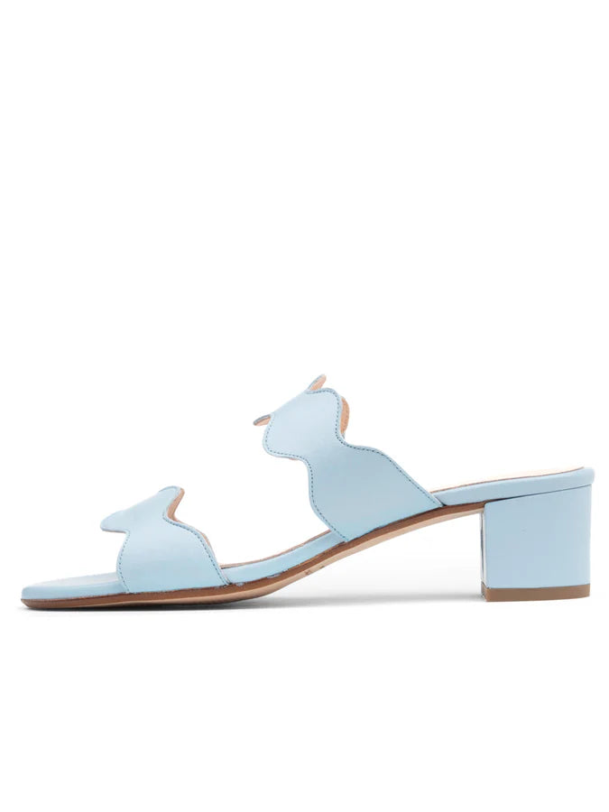 PATRICIA GREEN - PALM BEACH BLOCK HEEL SCALLOPED SANDAL - SIZE 8 - SKY BLUE