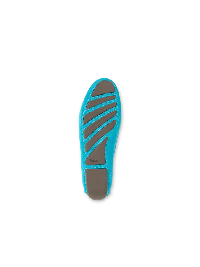 PATRICIA GREEN - JILLIAN DRIVING MOCCASIN IN SUEDE - SIZE 7 - TURQUOISE