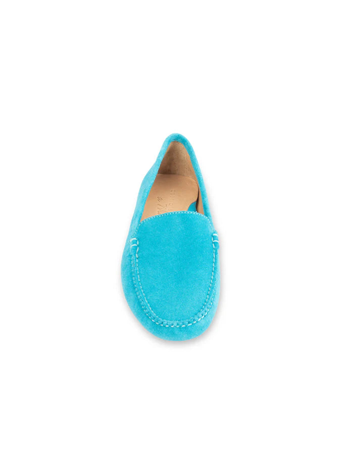 PATRICIA GREEN - JILLIAN DRIVING MOCCASIN IN SUEDE - SIZE 7 - TURQUOISE