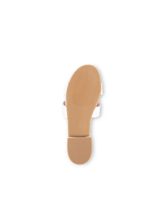 PATRICIA GREEN - HALLIE FLAT SANDAL - SIZE 7 - WHITE LEATHER