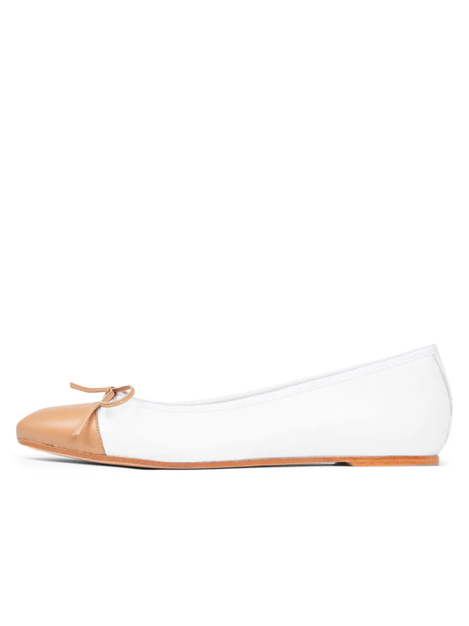 PATRICIA GREEN - TROPEZ CAP TOE BALLET FLAT - SIZE 11 - WHITE/NATURAL