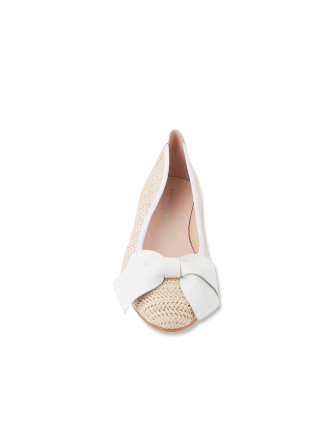 PATRICIA GREEN - ST. TROPEZ RAFFIA BALLET FLAT - SIZE 9 - WHITE
