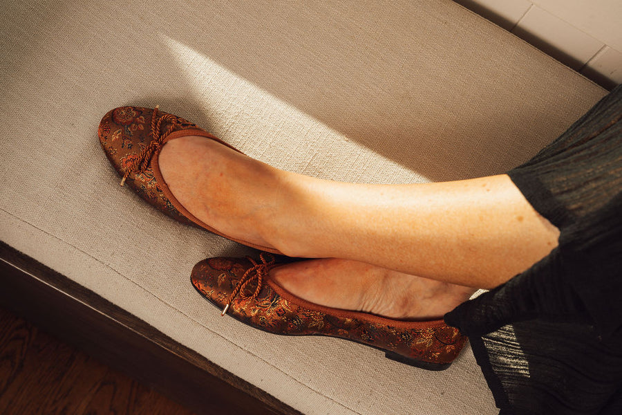 PAUL MAYER - BEST FLORAL BALLET FLAT WITH LEATHER SOLE