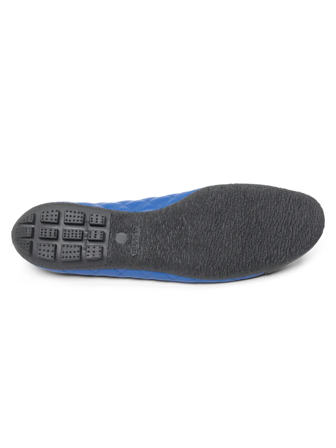 PAUL MAYER - COZY QUILTED LEATHER BALLET FLAT - SIZE 6 - BLACK/COBALT BLUE