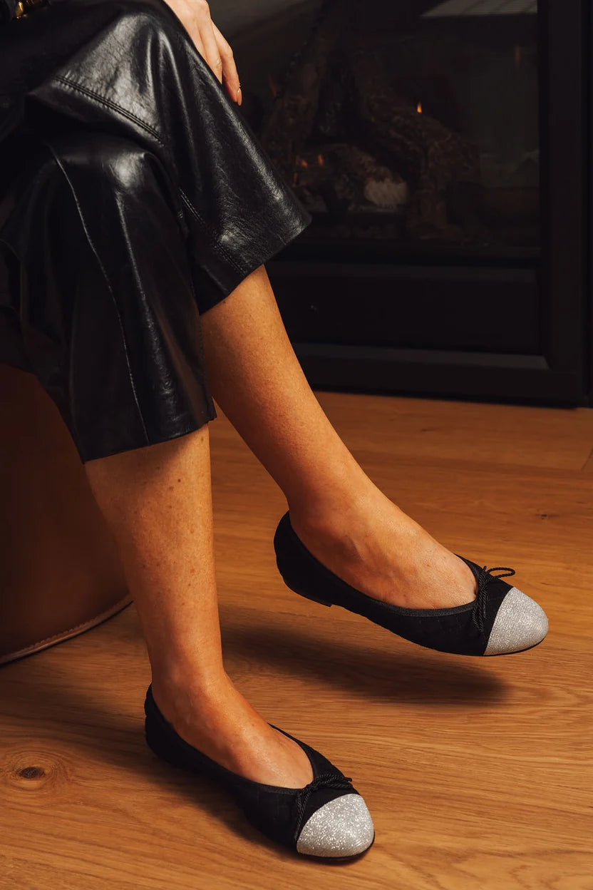 PAUL MAYER - BEST QUILTED BALLET FLAT WITH CRYSTAL CAP TOE