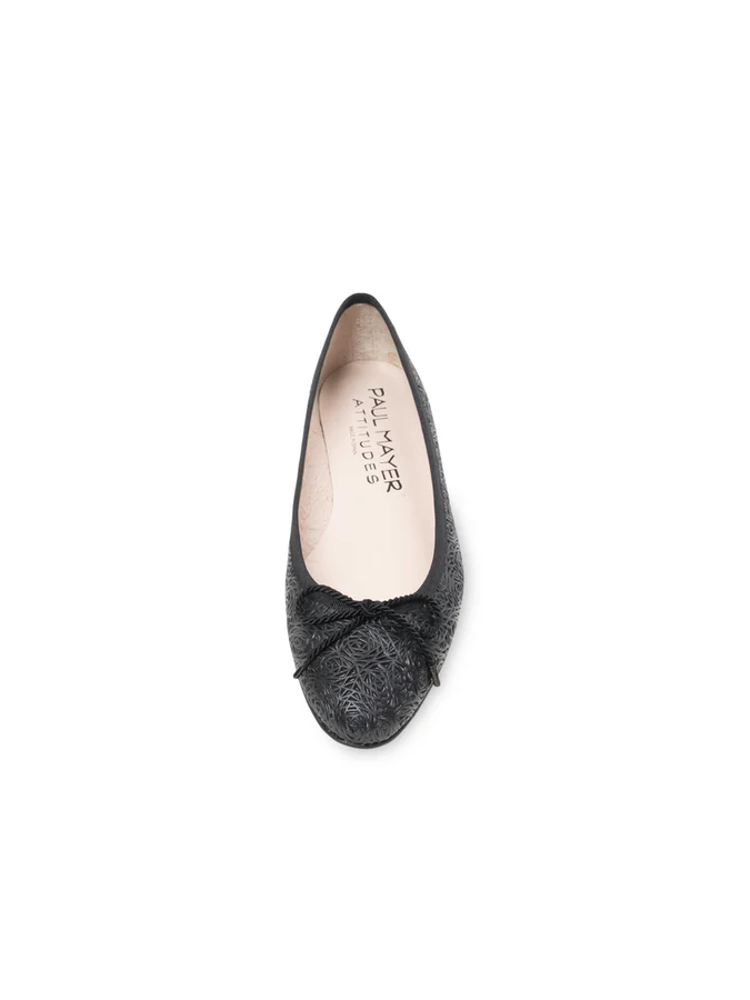 PAUL MAYER - LUXE LASER CUT BALLET FLAT - SIZE 11 - BLACK
