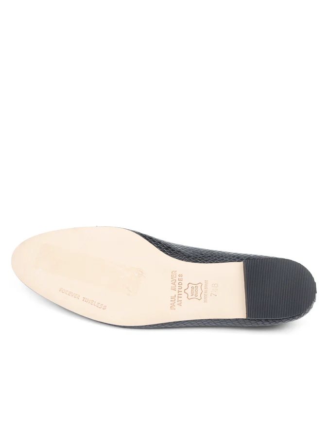 PAUL MAYER -LUXE TEXTURED LEATHER BALLET FLAT - SIZE 7.5 - BLACK