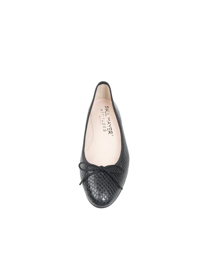 PAUL MAYER -LUXE TEXTURED LEATHER BALLET FLAT - SIZE 7.5 - BLACK