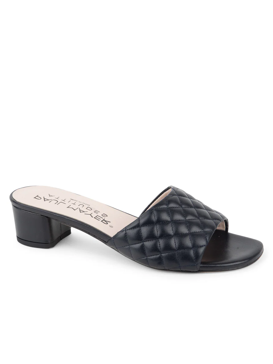 PAUL MAYER - PARQUE QUILTED BLOCK HEELED SANDAL - SIZE 6.5 - BLACK
