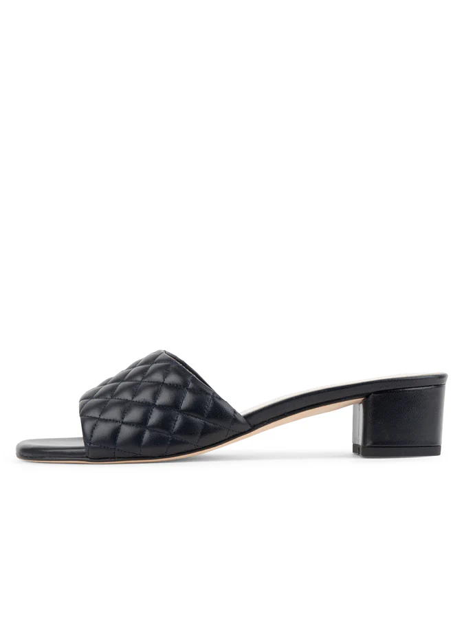 PAUL MAYER - PARQUE QUILTED BLOCK HEELED SANDAL - SIZE 6.5 - BLACK