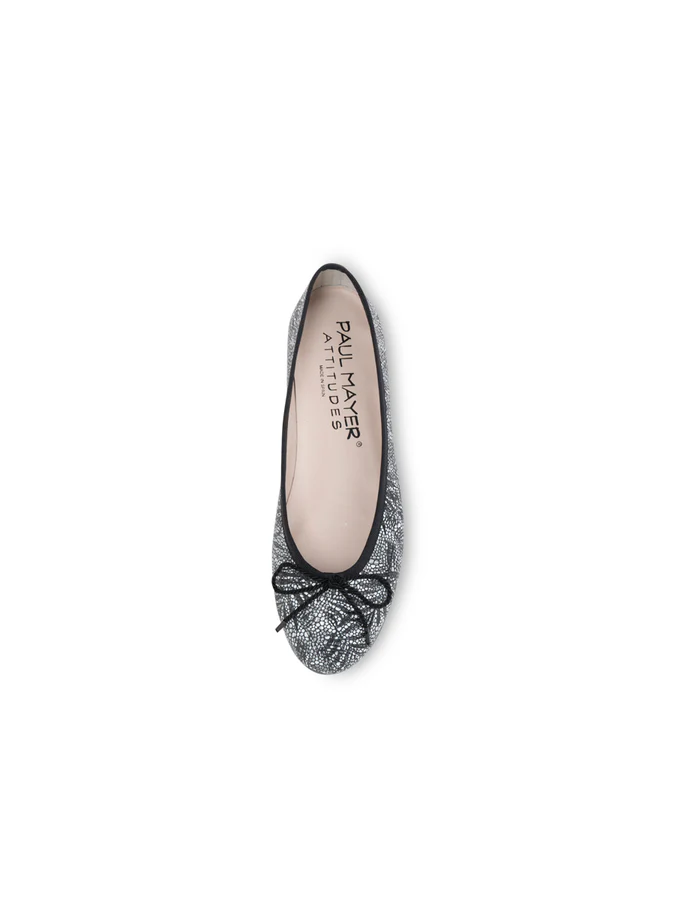 PAUL MAYER - BINGO BALLET FLAT - SIZE 6.5 - BLACK & WHITE
