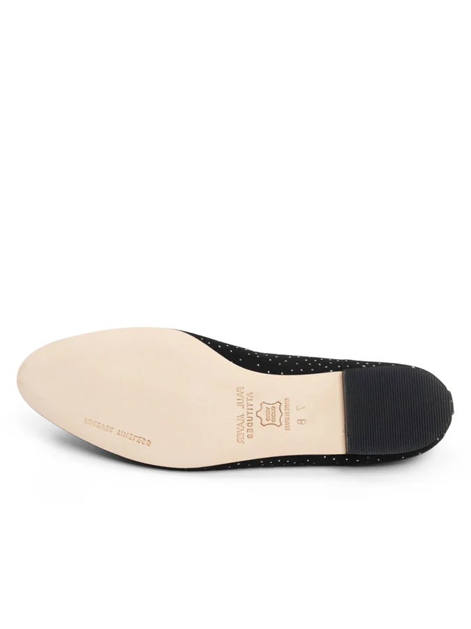 PAUL MAYER - LUXE CRYSTAL BALLET FLAT - SIZE 6 - BLACK W/ CRYSTALS