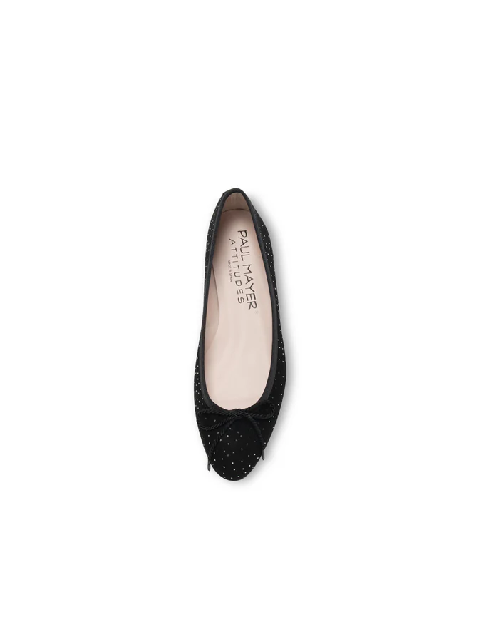 PAUL MAYER - LUXE CRYSTAL BALLET FLAT - SIZE 6 - BLACK W/ CRYSTALS