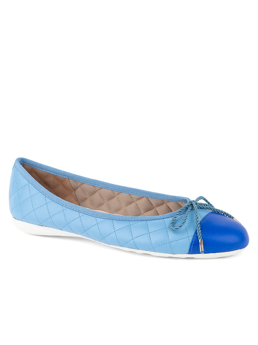 PAUL MAYER - BEST QUILTED LEATHER BALLET FLAT - SIZE 7 - BLUE SKY/ROYAL