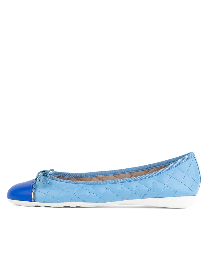 PAUL MAYER - BEST QUILTED LEATHER BALLET FLAT - SIZE 7 - BLUE SKY/ROYAL