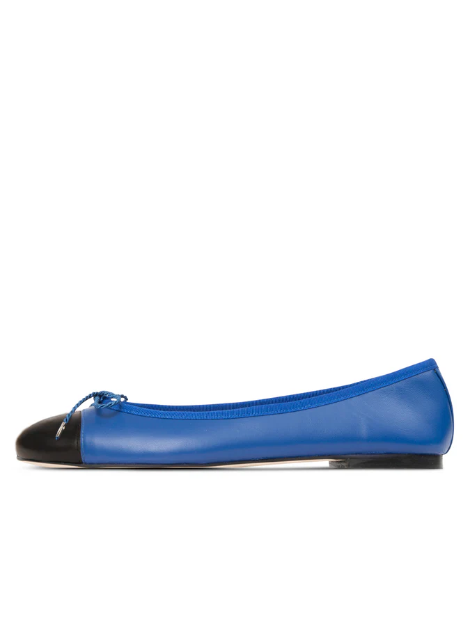 PAUL MAYER - BRAVO LEATHER BALLET FLAT - SIZE 9.5 - COBALT BLUE/BLACK