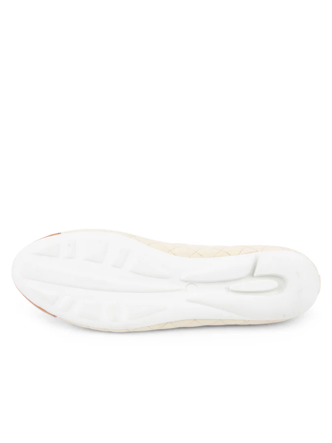 PAUL MAYER - BEST QUILTED LEATHER BALLET FLAT - SIZE 9.5 - COGNAC/CREAM