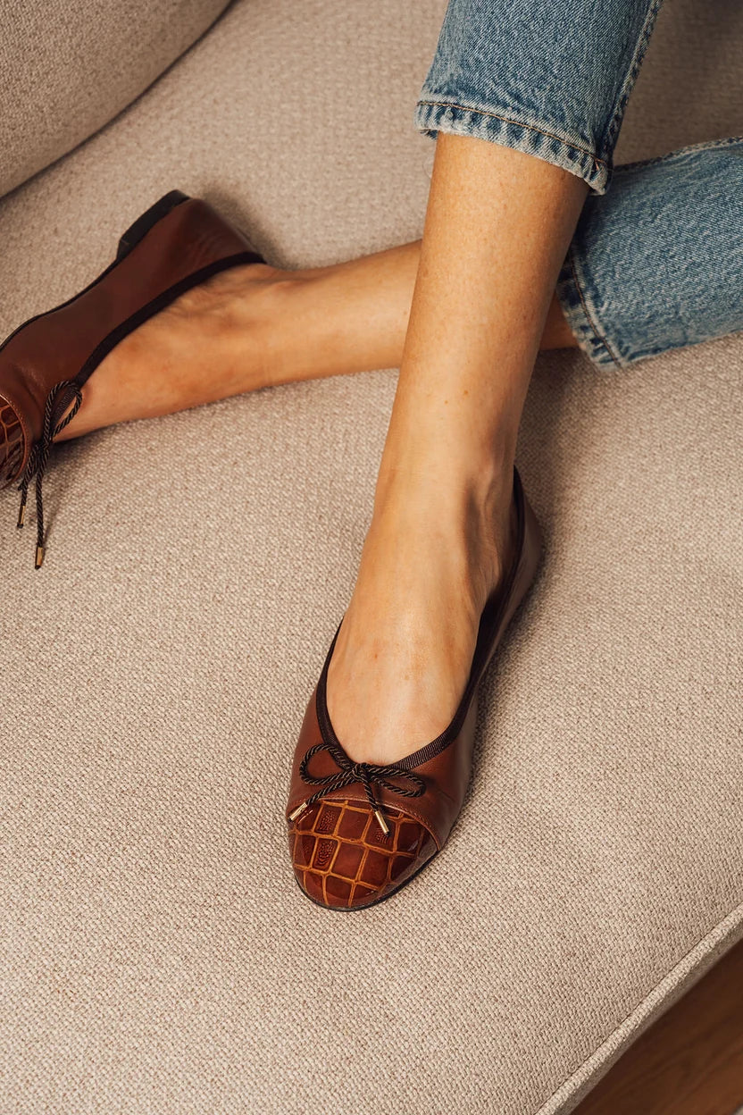 PAUL MAYER - BEST CROC TOE BALLET FLAT WITH LEATHER SOLE
