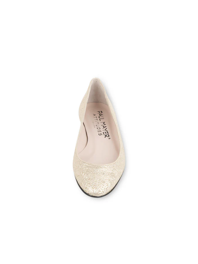 PAUL MAYER - MUST LASER CUT BALLET FLAT - SIZE 7 - GOLD