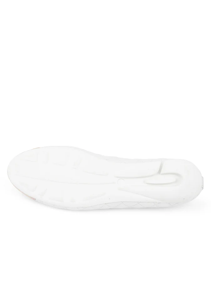 PAUL MAYER - BEST QUILTED LEATHER BALLET FLAT - SIZE 7 - METALLIC PEARL/WHITE