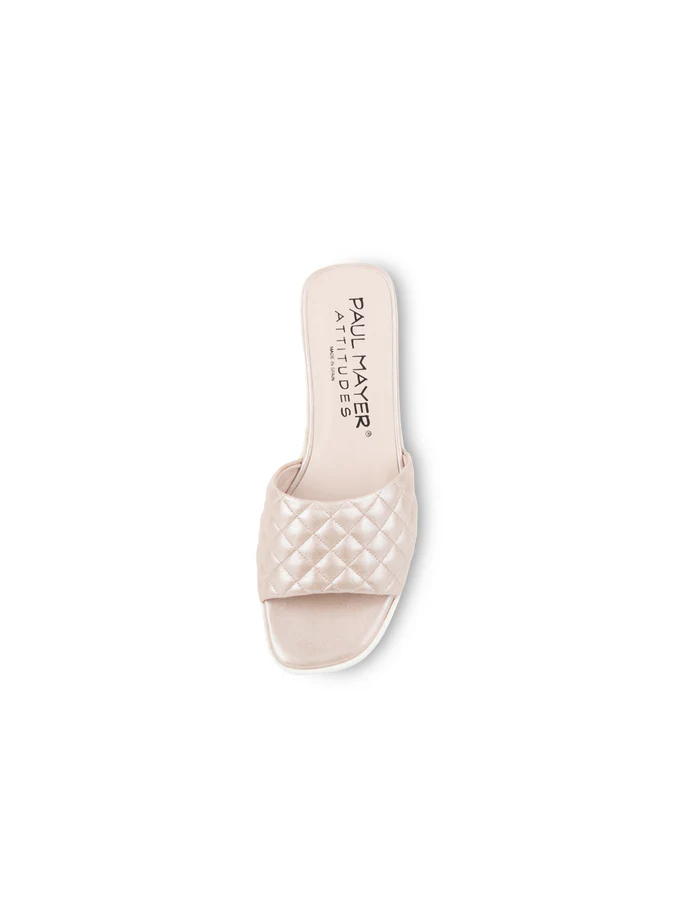 PAUL MAYER - PARK QUILTED LUG SOLE SANDAL - SIZE 8.5 - METALLIC PEARL