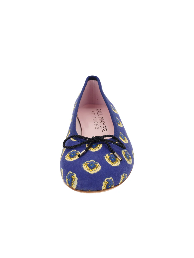 PAUL MAYER - COUNTRY PROVENÇALE FABRIC BALLET FLAT - SIZE 6 - NAVY BLUE MULTI PRINT