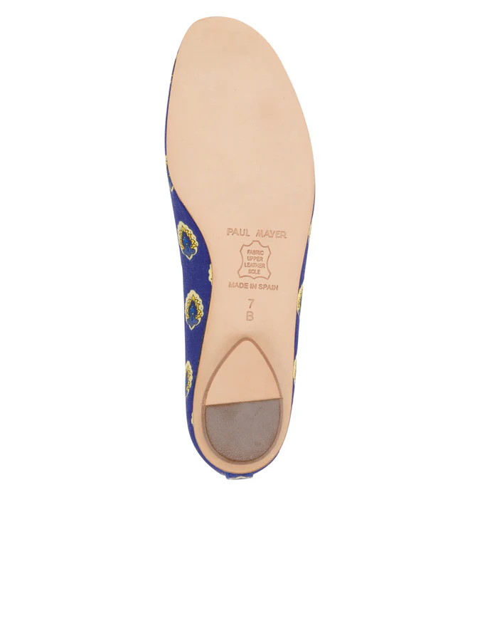 PAUL MAYER - COUNTRY PROVENÇALE FABRIC BALLET FLAT - SIZE 6 - NAVY BLUE MULTI PRINT