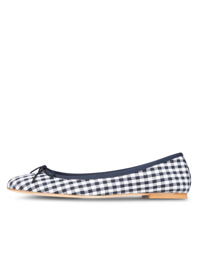 PAUL MAYER - LUXE GINGHAM BALLET FLAT - SIZE 9.5 - NAVY