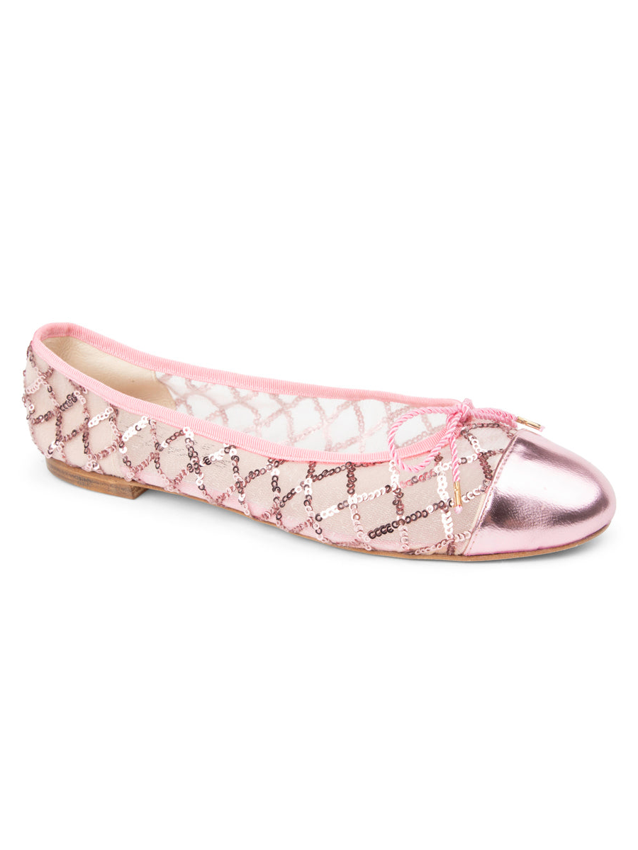PAUL MAYER - BEST SEQUIN MESH BALLET FLAT WITH LEATHER SOLE