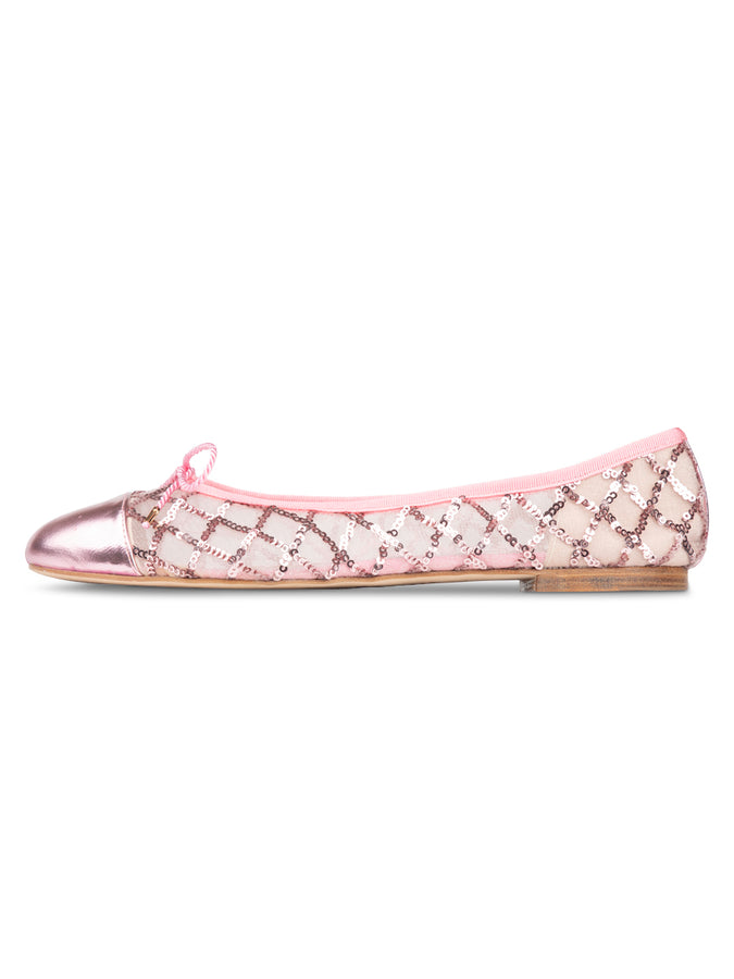 PAUL MAYER - BEST SEQUIN MESH BALLET FLAT WITH LEATHER SOLE