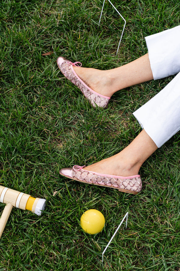 PAUL MAYER - BEST SEQUIN MESH BALLET FLAT WITH LEATHER SOLE