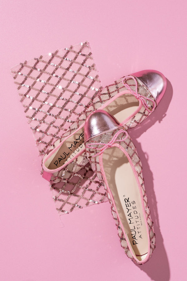 PAUL MAYER - BEST SEQUIN MESH BALLET FLAT WITH LEATHER SOLE