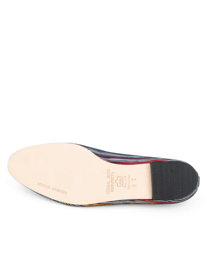 PAUL MAYER - LUXE RAINBOW BALLET FLAT - SIZE 6.5 - RAINBOW STRIPE/BLACK
